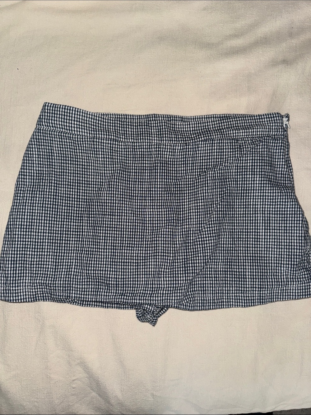 Free People Navy and White Gingham Micro Skort